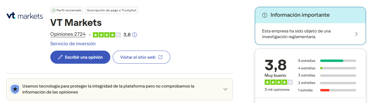 Valoración Trustpilot